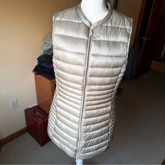 Save the Duck Cindy Champagne Long Puffer Vest Sz XL - Picture 3 of 9